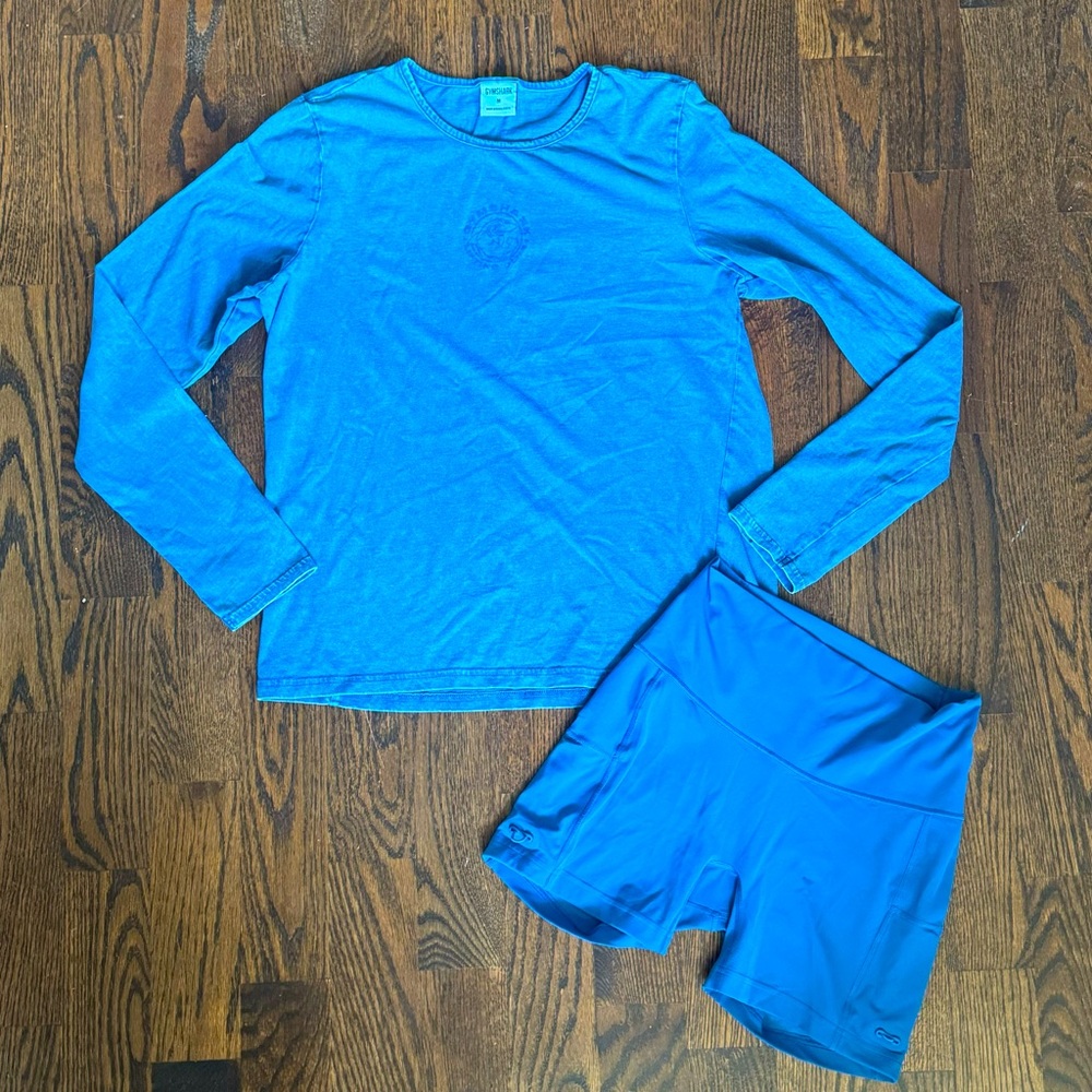 Gymshark set; long sleeve shirt and shorts